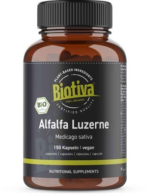 Alfalfa Luzerne Bio (150 Kapseln) Biotiva (222,24 EUR/kg)