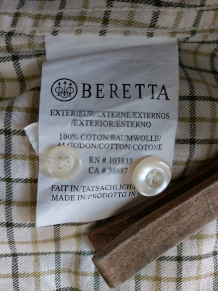 Camisa de franela de madera Beretta para hombre XL marfil a cuadros neutros Foto 3 de 4