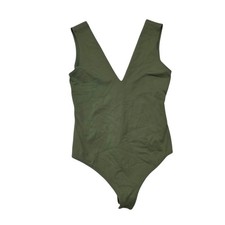 Intimately Free People Olive Green M V Neck Sleeveless Thong Body Suit OB501710