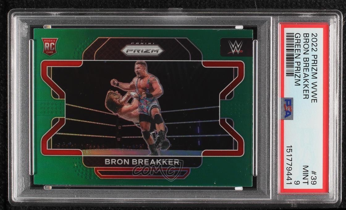 2022 Panini Prizm WWE Green Prizm Bron Breakker #39 PSA 9 MINT 1fo3