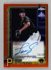 2025 Topps Pro Debut Chrome Orange Refractor 19/25 Levi Sterling Auto w7v
