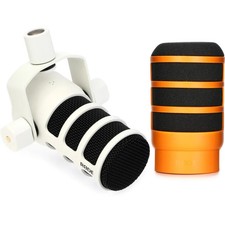 Rode PodMic Cardioid Dynamic Broadcast Microphone with Pop Filter - White/Orange