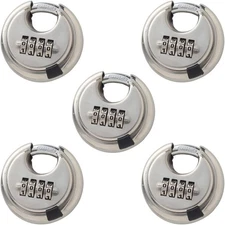 5 Packs 4 Digit Combination Locks Stainless Steel Disc Lock Combo Padlock