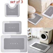 Set of 3 Bathroom Rugs Set Super Absorbent Quick-Dry Bath Mat Non-Slip Floor Mat