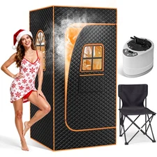 H&ZT Sauna Box for Relaxation w/ 3L 1200W Steamer Home Portable Steam Sauna Tent
