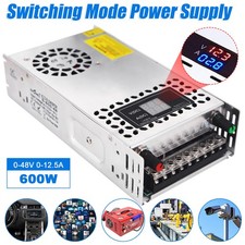 AC 110V/220V to DC 0-48V 0-12.5A 600W Adjustable Digital Switching Power Supply