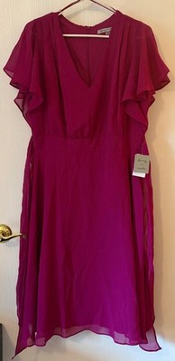 danny & nicole casual party fushia dress-short sleeve  SIZE 14 NWT E0078