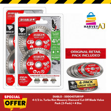 DIABLO 4-1/2 in Turbo Rim Masonry Diamond Cut Off Blade Value Pack 2-Pack 4Disc