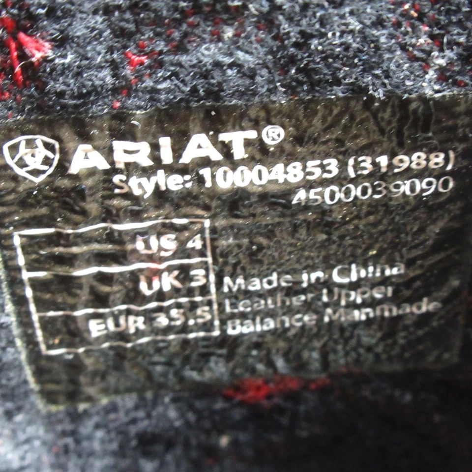 Ariat Western Boot Juvenil 4 Cuero Marrón Puntera Cuadrada Bordado Dibujo Rápido Vaquero Foto 3 de 4