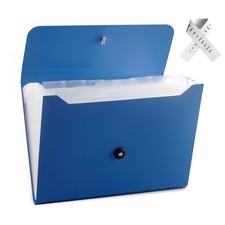 Expanding File Folder 13 Pockets Blue Polypropylene Work School Home Office