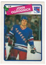 1988-89 O-PEE-CHEE # 153 JOHN OGRODNICK - RANGERS OPC HOCKEY NICE AND NO CREASES