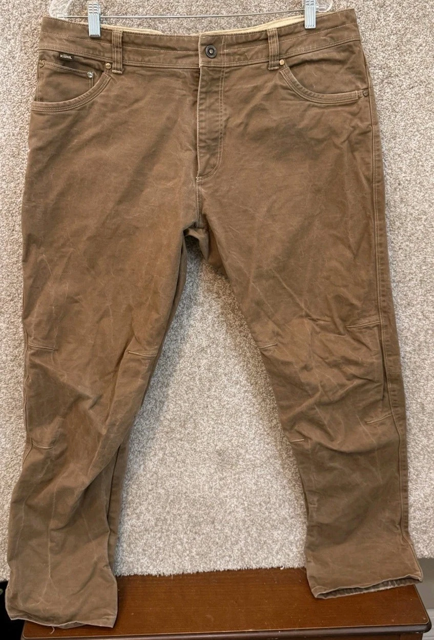 Kuhl Mens Rydr Vintage Patina Dye Canvas Brown Hiking Pants Size 38X32