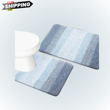Bathroom Rug Set 2 Piece, Soft Absorbent Microfiber Bath Mats and U-Shape