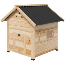 Duck Coop with Hinged Roof and Two Doors, Crafted in Natural Wood