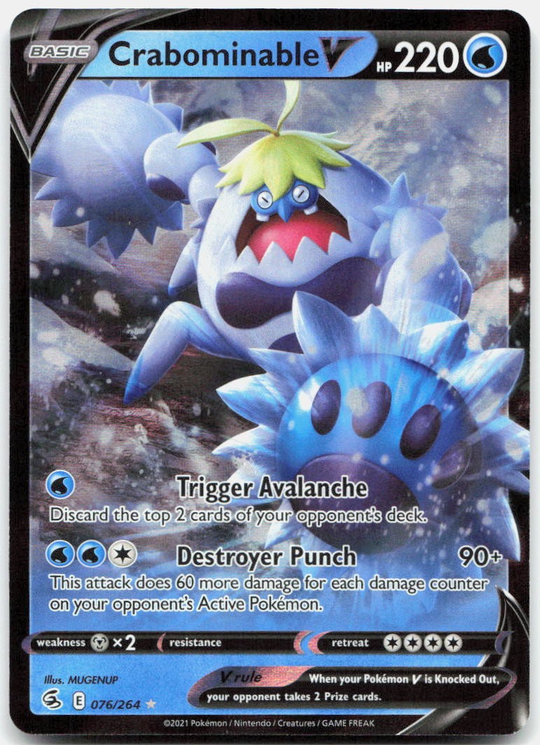 Crabominable V Holo Ultra Rare SWSH08: Fusion Strike 076/264 NM