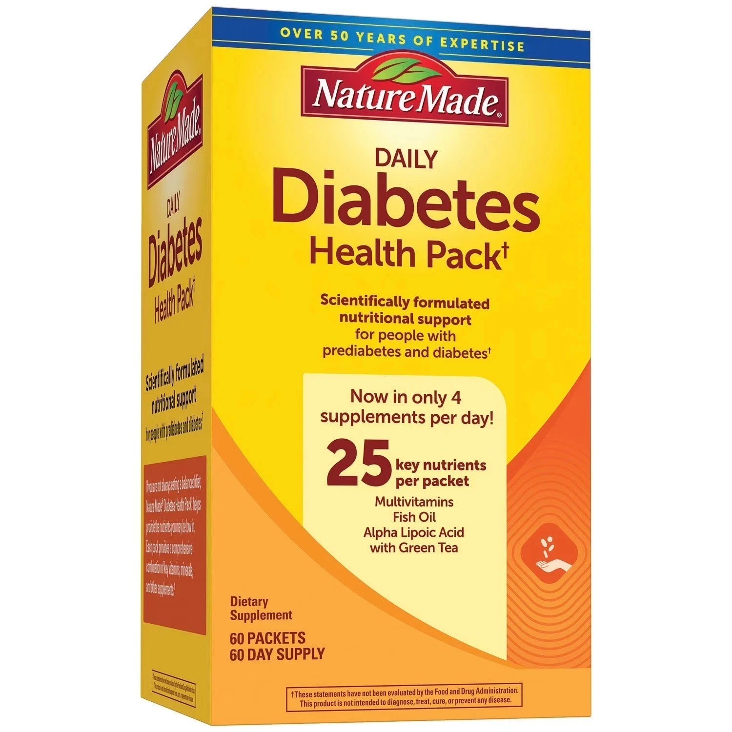 New Sealed Nature Made Daily DIABETIC Health Pack 60 Packets 60 Day Supply**