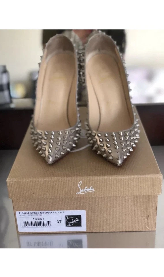 Christian Louboutin black pigalle spikes patent leather pumps 37 - Image 4 of 4