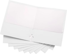 10 Pack Two Pocket Folders White Strong Thick Paper Folders for Letter Size