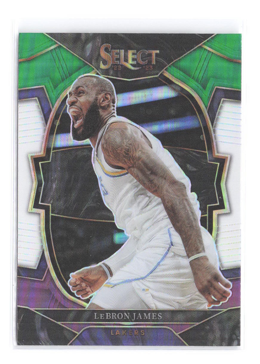 2022-23 Panini Select LeBron James Green White Purple Prizm Parallel 26 Lakers