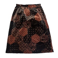 1970s JC Penney Fashions Velvet Patchwork Ladies Skirt 100 Cotton Misses 6219