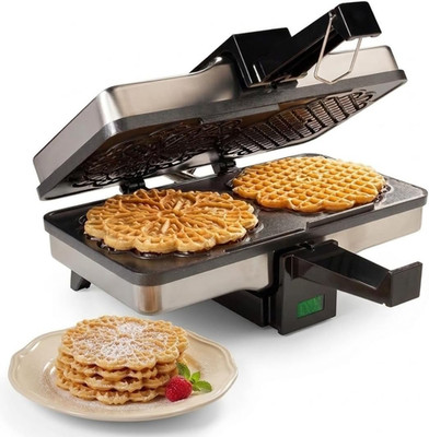 Pizzelle Maker- Non-Stick Electric Baker Press Makes Two 5-Inch Cookies at Once,