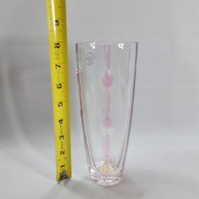 Lenox Lead Crystal Flower Bud Vase Pink Dimples Czech 8'' Gift Knowledge Vtg