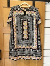 Pomodoro Multicoloured Shift Dress With Beaded Trim Size 18