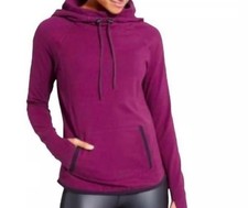 Athleta Stronger Hoodie Small Purple Cowl Neck Pullover Thumbhole Sweatshirt S