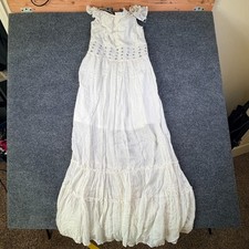 Miss Avenue Tiered Maxi Dress Women Medium Beige Lace Detail Ruffle Hem Back Zip