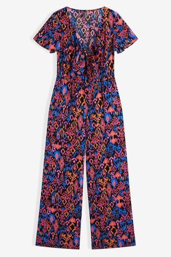 Neu Jumpsuit Gr. 48 Schwarz Bedruckt Damen Overall Hosen-Anzug Onesie - Bild 1 von 1