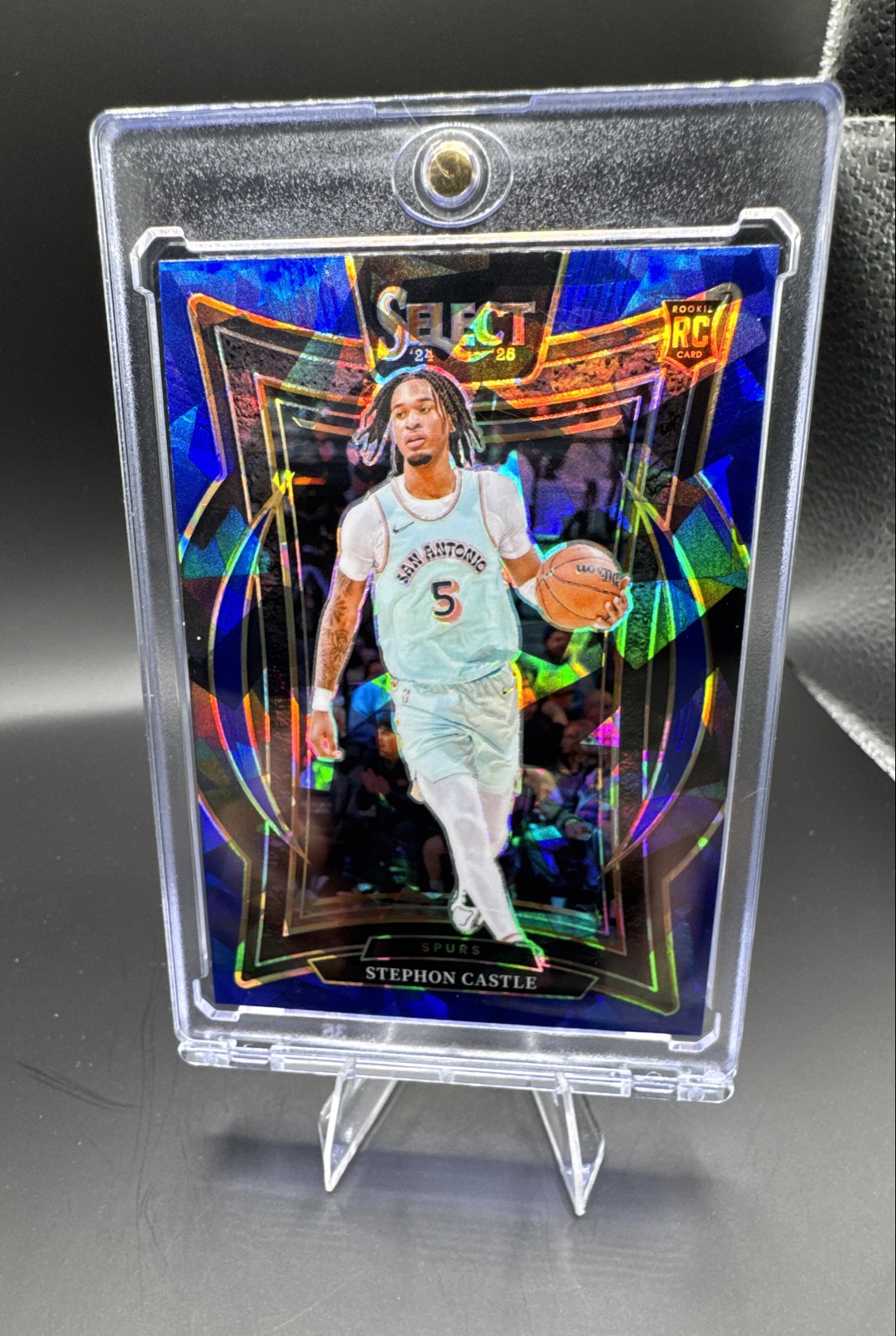 2024-25 Panini Select - Concourse Stephon Castle #72 Blue Cracked Ice Prizm (RC)