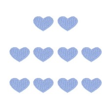 10 Pcs Cuori per Ricamo, Toppe 35x27mm Applicazione Ricamata Blu