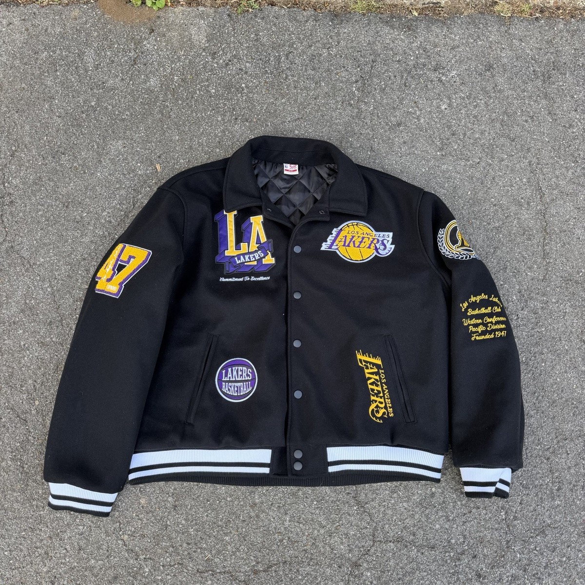 【希少 大きめ2XL】Reebok×Lakers NBA スタジャン ジャケット NBA Los Angeles Lakers Ultra Game Day Varsity Jacket MENS 2XL