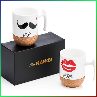 MR und MRS Tassen Set 300ml Keramik für Paare Hochzeitsgeschenk