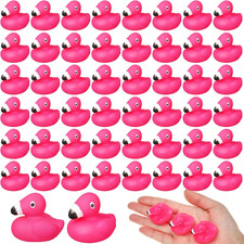 50 Pcs Mini Flamingo Rubber Duck Bulk Cute Pink Flamingos Bath Toys Floating Squ