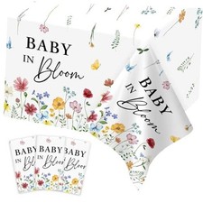 3 Pack Wildflower Baby in Bloom Baby Shower Tablecloth Decorations,Spring