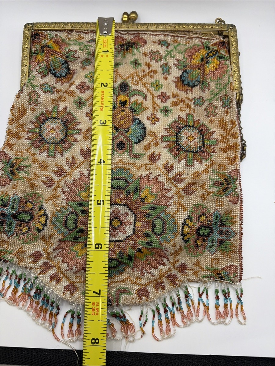 Antique French Micro-beaded Purse 1900-1920s Flapper AS IS TLC