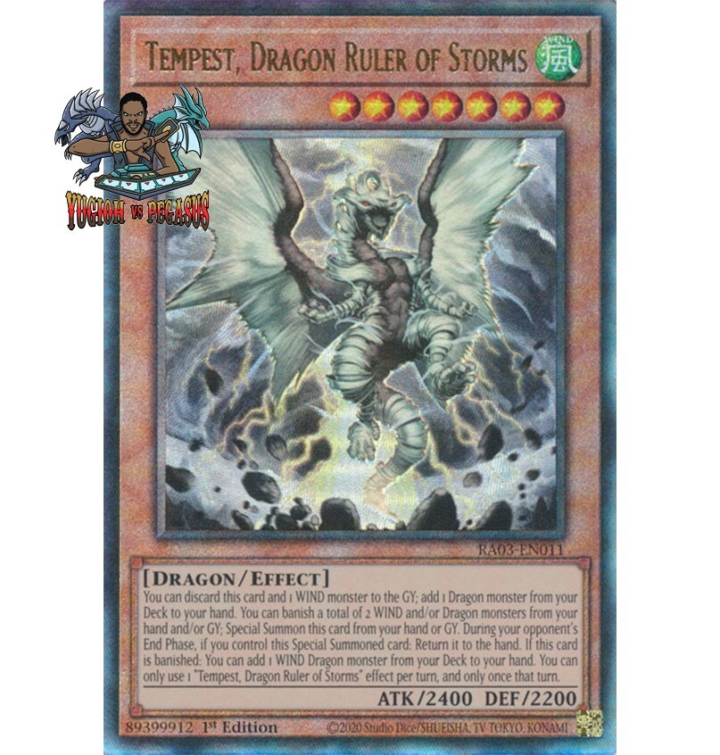 Yu-Gi-Oh! Karte „Tempest, Dragon Ruler Of Storms“ – Secret Rare, RA03-EN011, 1. Auflage