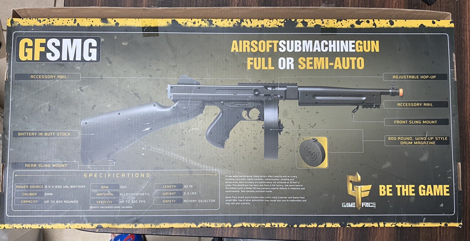 Game Face GFSMG Electric Full Semiauto Airsoft Submachine Gun W/ Drum