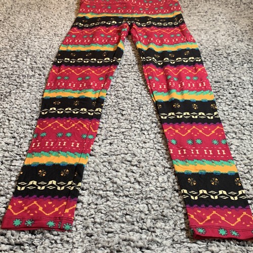LuLaRoe Womens Pink Abstract Elastic Waist One Size Leggings Fit Sizes 2-10 - Picture 2 of 6
