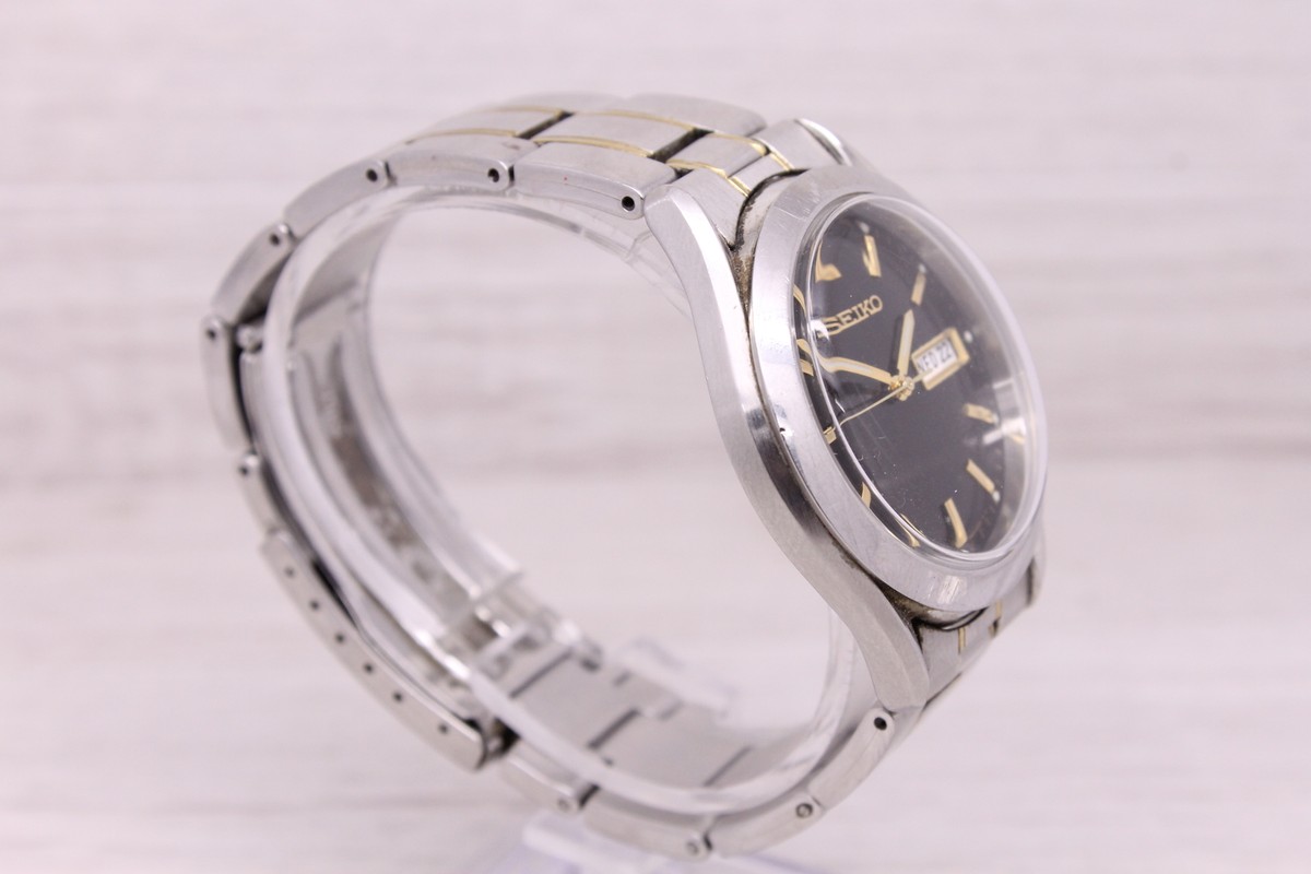 Seiko 43mm Stainless Steel Men's Quartz Black Dial Watch W