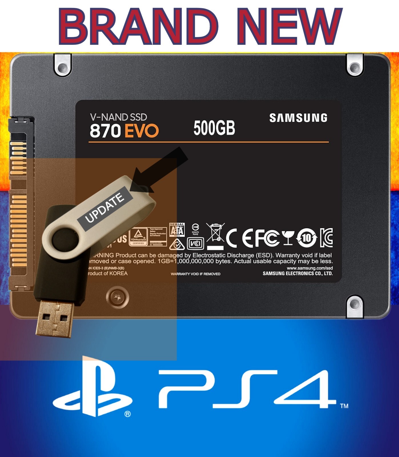 NEW | SAMSUNG| 500GB PS4 Original/Slim/PRO SSD w PS4 Operating System USB Drive