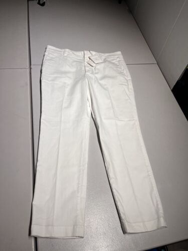 Brunello Cucinelli Pants Women’s 10 White Zip Casual Work Cotton Lyocell 34x27