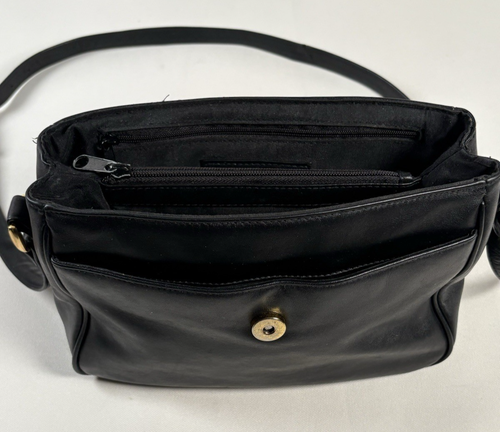 Vintage Etienne Aigner Purse Black Leather Shoulder Crossbody Bag 6 Compartments - Bild 11 von 22