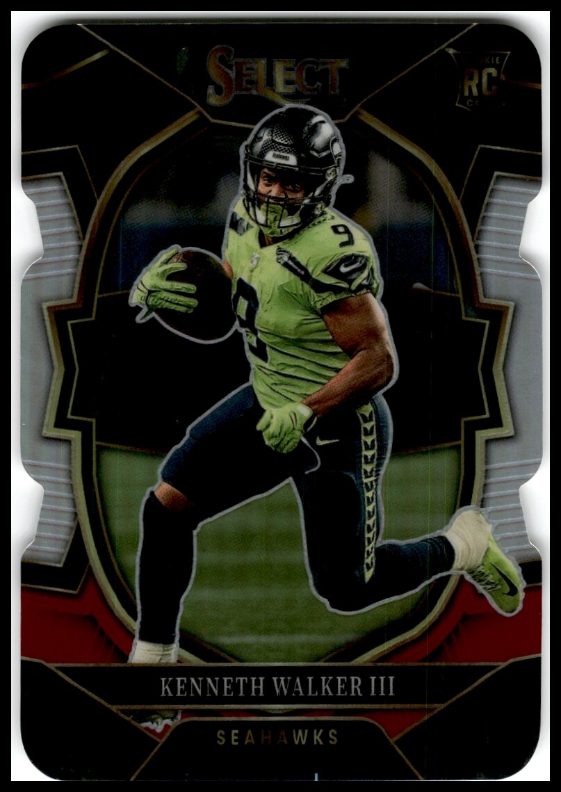 2022 Panini Select #2 Kenneth Walker III Black and Red Prizm Die Cut