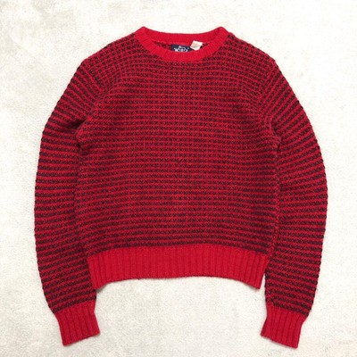 Woolrich USA Made 80s Vintage Birdseye Knit Sweater Red XL | eBay