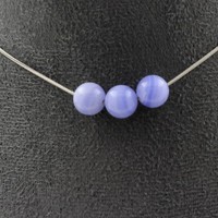 Halskette 3 Perlen Agate Crazy Lace Blau 8 Mm Kette Aus Edelstahl.