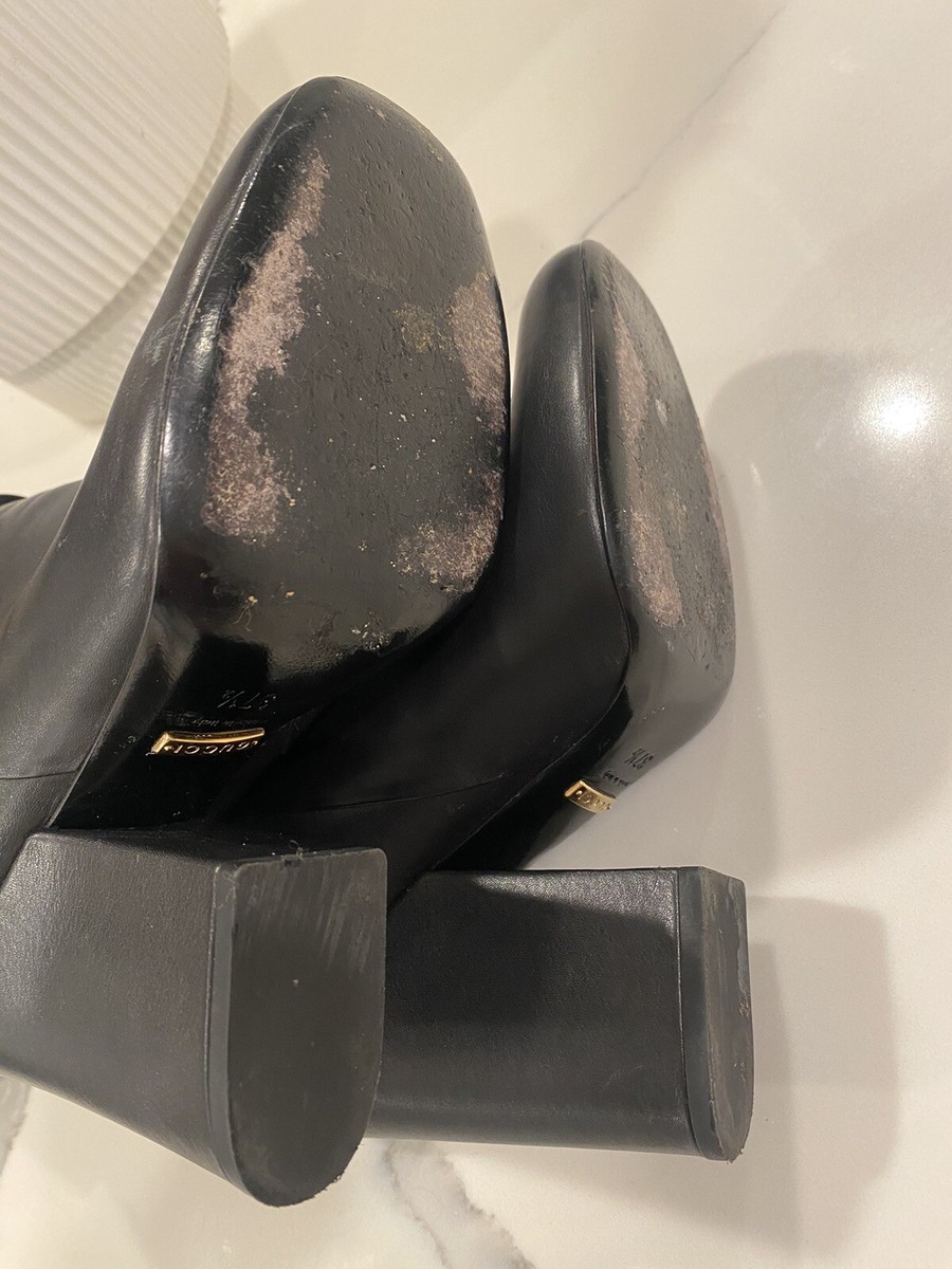 Gucci Kesha Knee High Boots Heels Black Leather Buckle EUR Gucci Kesha Knee High Boots Heels Black Leather Buckle EUR