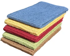 5 Pack, 100% Cotton Ribbed Terry Bar Mop Kitchen Towels 16 x 19 Inches.