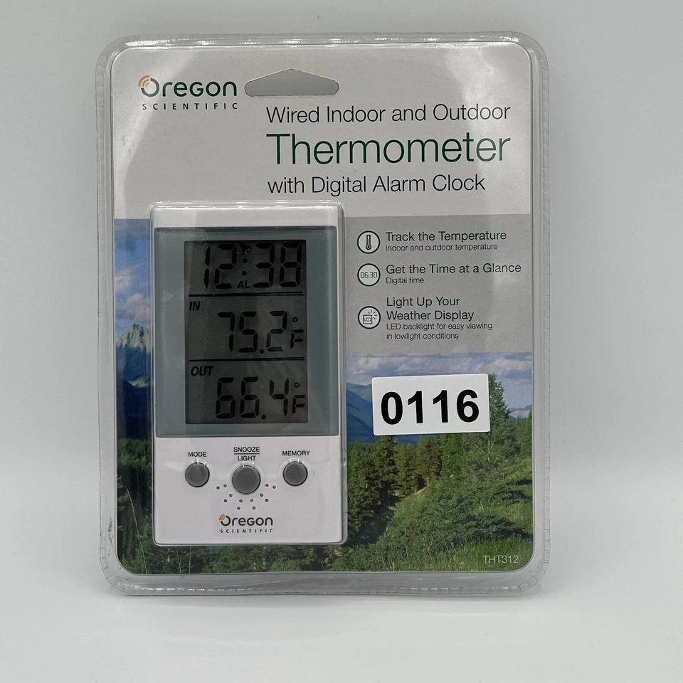 NUEVO Oregon Scientific THT312 Termómetro con Cable Reloj Despertador Digital Foto 3 de 3